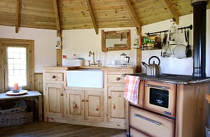 Kitchen and stove in treehouse at Harvest Moon