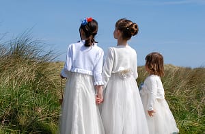 Flower girls at a beach wedding in Scotland at Harvest Moon Weddings