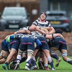 Heriots Fraser Hastie guides the maul forwardFOSROC Super 6 match between Heriot's Rugby and Boroughmuir Bears at Goldenacre, Edinburgh on 09/10/2021. 

(Photo: 39 Design Photography)