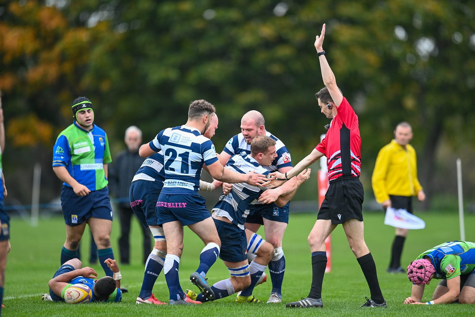 Image taken during the FOSROC Super6 rugby match between Heriot’s Rugby and Boroughmuir Bears at Goldenacre, Edinburgh, Scotland on 16 October 2021.