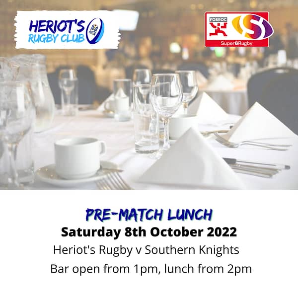 081022 Pre-match Lunch Heriot's Rugby V Southern Knights : Non Member Ticket