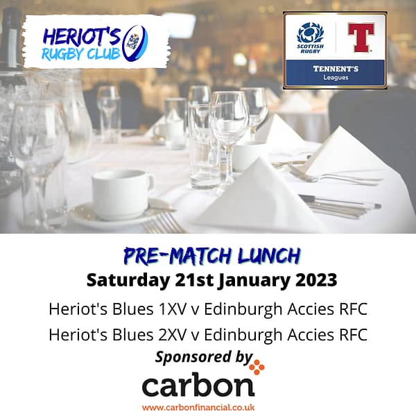 210123 Pre-match Lunch Heriot's Blues V Edinburgh Accies RFC : Non Member Ticket